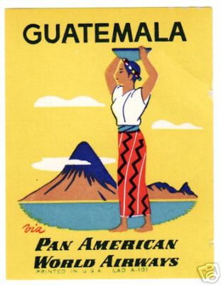 A 1950s Pan Am Guatamala aggage label